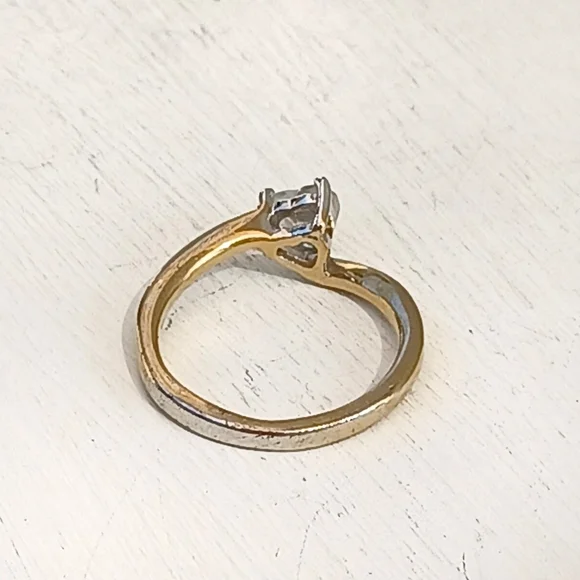 14K GE ESPO (Joseph Esposito) Heart Shape CZ Stone Gold Ring - Picture 2 of 8